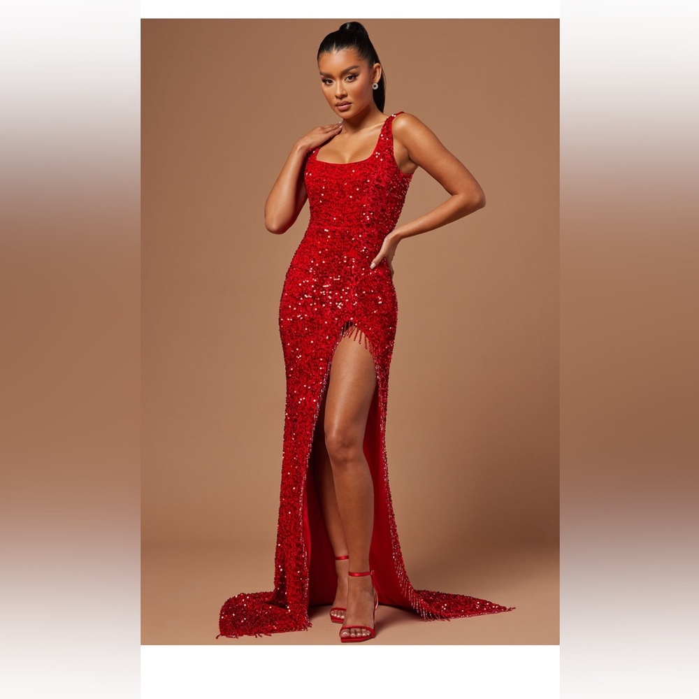 Red sequin formal dress size L